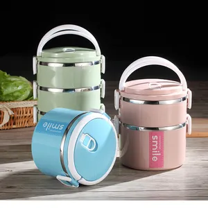 large capacity portable lunch box plastic food container stainless steel dinner bucket