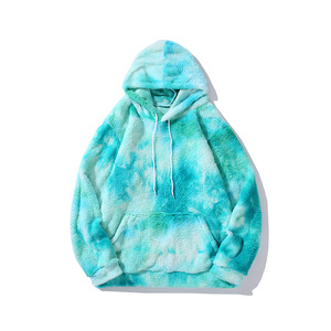 Heavyweight T-shirt Custom Tye Dye Hoodies Fashion <strong>Hoddies</strong> for Men Kangaroo Pocket Tie Dye Faux Fur <strong>Fluffy</strong> Hoodie Wholesale - Product Image 4