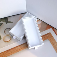 Boîte d'emballage pour cils de style tiroir avec ruban, boîte rigide en carton pour une paire de cils, élégante boîte cadeau pour cils
