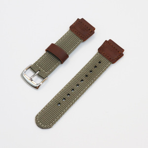 Bracelet de montre en toile de nylon et similicuir, largeur 19 mm, design à maillons de bambou pour <span class=keywords><strong>G</strong></span>-<span class=keywords><strong>Shock</strong></span> Forester FT-500WC-3B/5B Vintage - Product Image 5