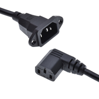 C13 mâle à C14 femelle câble d'alimentation rallonge cordon court IEC60320 PDU UPS électrique 3 broches coude latéral avec trou de vis 30cm