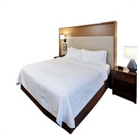 Cama King Size Moderna de Roble Comercial con Revestimiento de Melamina, Madera Contrachapada Ecológica, Juego de Muebles para Dormitorio de Apartamento u Hotel, Directo de Fábrica