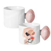 Tasses à café en céramique vierges pour sublimation, forme de cœur, poignée, personnalisables, pour la maison, le bureau, cadeaux promotionnels