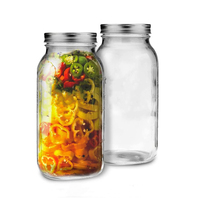 DD2128 Jam Honey Jelly Wedding Favors Canning Jar with Airtight Lids and Bands for Preserving Large 64 oz Wide Mouth Mason Ja