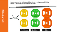Barre de musculation personnalisée avec logo couleur, poids de 20 kg, disques de 5/2,5/1,25 kg, accessoires de gym unisexes, poids libres