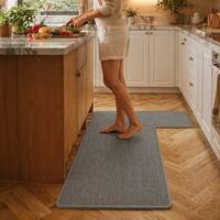 Kitchen Mats for Floor New 2Pc Kitchen Mat Set Grey Water-Absorb Runner Rug Jute Carpet Rugs