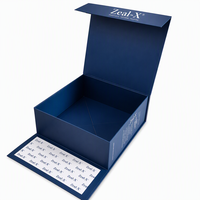 Boîte cadeau pliante magnétique de luxe bleu marine avec logo personnalisé, grand emballage rigide en papier pour sac à main avec papier de soie de marque