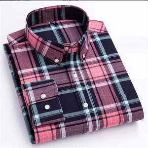 Garment factory wholesale men's plaid cotton long sleeve shirt business casual cotton long sleeve shirt