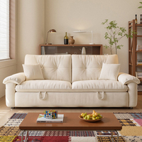 Sofá Cama 3 en 1 Color Blanco Crema, Sofá Cama Moderno de Tela Lavable con Mecanismo Extraíble, Sofá Cama para Sala de Estar con Funda Extraíble