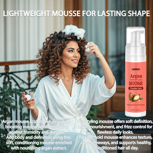 <span class=keywords><strong>Mousse</strong></span> <span class=keywords><strong>coiffante</strong></span> <span class=keywords><strong>à</strong></span> <span class=keywords><strong>l</strong></span>'<span class=keywords><strong>huile</strong></span> <span class=keywords><strong>d</strong></span>'<span class=keywords><strong>argan</strong></span> <span class=keywords><strong>à</strong></span> tenue forte et <span class=keywords><strong>à</strong></span> vente chaude <span class=keywords><strong>mousse</strong></span> <span class=keywords><strong>coiffante</strong></span> pour cheveux de souris de marque privée pour cheveux bouclés - Product Image 3