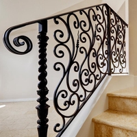 Rampe en fer forgé Ace pour terrasse extérieure, rampe d'escalier de style français, rails de clôture en fer forgé pour escalier