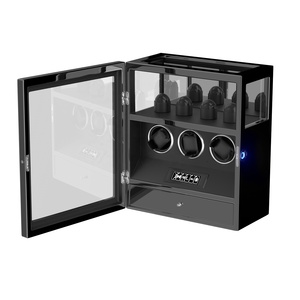 Custom Logo DC Motor 3 Slot <strong>Watch</strong> Winder Safe Fingerprint <strong>Rotating</strong> <strong>Watch</strong> <strong>Display</strong> <strong>Case</strong> Luxury Orbital <strong>Watch</strong> Winder Wooden Box - Product Image 3