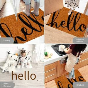 Alfombra de Entrada Personalizada Antideslizante, Moderna, con Diseño Floral, Delgada, de Fibra de Coco Artificial y Poliéster, con Respaldo de TPE, Rectangular, para Hogar, Hotel, Exterior - Product Image 4