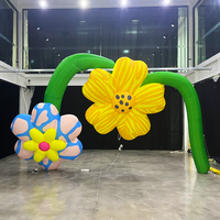 Fleurs gonflables personnalisées avec motif, éclairage LED 3,4 m, fleurs géantes jaunes gonflables, décoration pour scène et parc