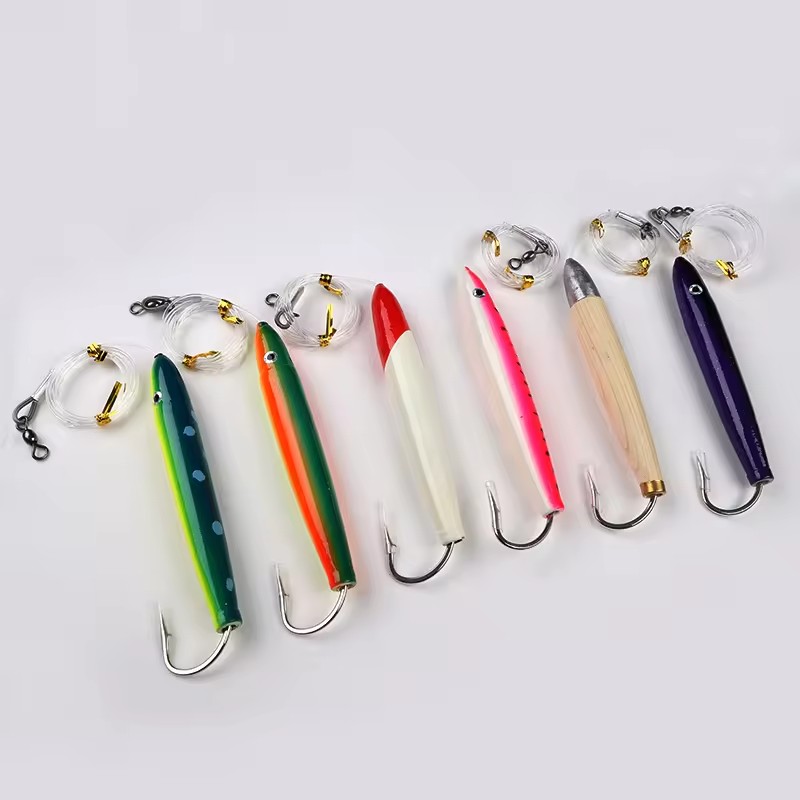 cedar wood fishing lures 6 Inch Cedar Plugs Lead Head Lures Wooden Trolling Nature Cedar Plug Lure  Rigged Hook Saltwater Tuna Lure| Alibaba.com