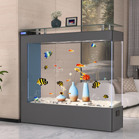 Grand Aquarium Rectangulaire en Verre Ultra-Clair Écologique pour Poissons avec Cloison d'Écran pour Salon