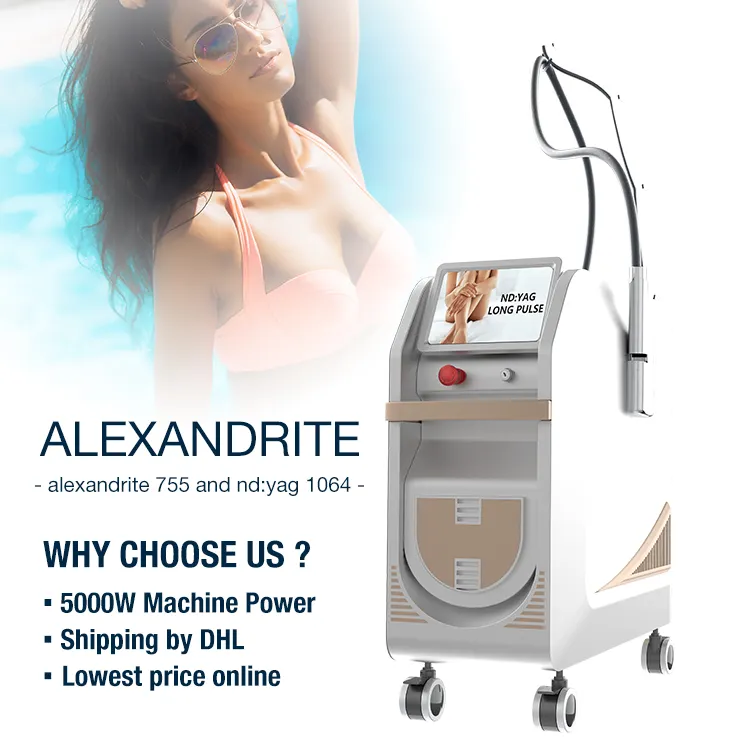 ماكينة ليزر Alex من Winkonlaser طراز 755 1064 نبضة ليزر الإسكندرائيت Nd Yag 755 نانومتر 1064 نانومتر