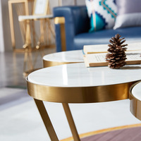 Table basse moderne nordique minimaliste en marbre, design de luxe avec cadre en acier inoxydable pour salon, petite taille