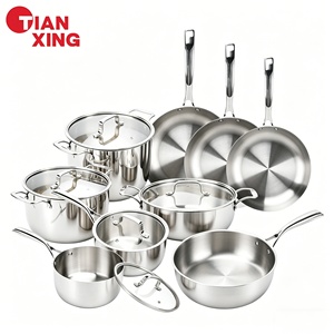Juego de Ollas y Sartenes de Acero Inoxidable de 5 Capas de Grado Comercial TIANXING, Resistente a los Arañazos, Compatible con Inducción - Product Image 1