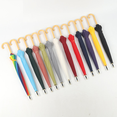 Простая Ретро деревянная ручка 16K рекламный зонтик OEM приемлемый