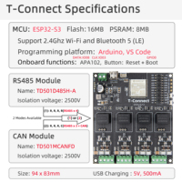 Placa de Desarrollo LILYGO T-Connect ESP32-S3, Módulo de Relé de Bus RS485/CAN Aislado de 4 Canales, Compatible con Wi-Fi 6/Bluetooth 5.0