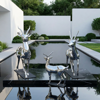 Escultura de Antílope Acobreado en Acero Inoxidable 304, Estatua Realista de Antílope de Metal para Jardín de Villa, Vestíbulo de Hotel, Plaza