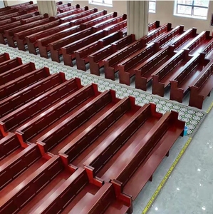 Banc d'église en bois massif - Banc d'église traditionnel en bois avec détails décoratifs sculptés pour la salle de culte et les sièges du sanctuaire - Product Image 3