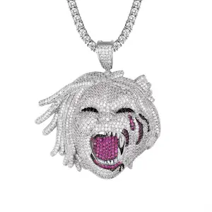Copper fine jewelry full diamond Medusa pendant Cuban chain Hipster rap Miami Wild rough party gift custom pendant Necklace