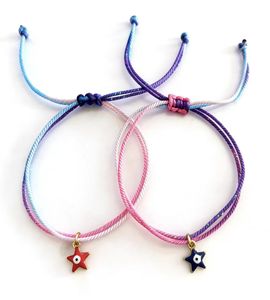 LC20260151 Braccialetto all'Ingrosso per Uomo e Donna in Corda Macramè Intrecciata con Stella in Acciaio Inox e Occhio Turco - Product Image 1