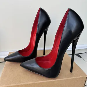 Tacones Súper Altos de 16 cm, Finos, Unisex, Negros, de <span class=keywords><strong>Charol</strong></span>, con Punta en Pico, para Primavera, Ideales para Desfiles de Moda, Sesiones de Fotos, Drag Queens y Crossdress - Product Image 2