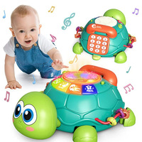 Juguete Educativo Multifuncional de Plástico para Bebés, Teléfono de Juguete con Nuevo Diseño de Piano, Tortuga Musical con Funciones de Inducción para Gatear