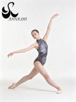 Maillot de Gimnasia Anna Shi con Cuello Halter y Estampado de Mármol para Mujer, Leotardo sin Mangas para Ballet y Danza, Ropa de Entrenamiento