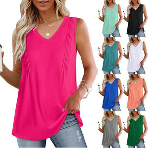Camiseta sin Mangas Holgada con Cuello Redondo y Cuentas, Color Sólido, Ecológica, Nueva Colección Primavera/Verano 2026 <span class=keywords><strong>para</strong></span> Adolescentes y Mujeres - Product Image 4