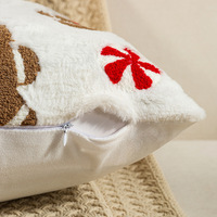 Housse de coussin ChamXue en peluche de Noël, motif sucette brodé, décoration américaine pour canapé