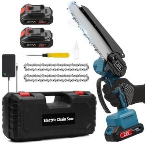 Mini motosierra, motosierra eléctrica de 6 "inalámbrica, motosierra de mano portátil con 2 baterías para cortar madera/recortar árboles - Product Image 1
