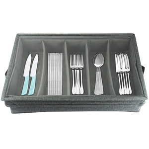 Contenedor de Almacenamiento de Cubiertos Duradero de 5 <span class=keywords><strong>Compartimentos</strong></span> <span class=keywords><strong>con</strong></span> Tapa Extraíble y Asas Fáciles de Transportar - Product Image 1