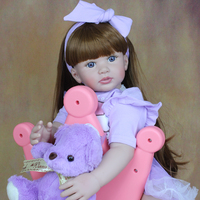 Poupée bébé reborn en silicone souple de 60 cm, corps en tissu, 24 pouces, princesse, tout-petit, cheveux longs, bébé adorable, cadeau d'anniversaire pour enfant, jouet de maison de jeu