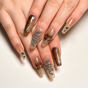 Envío Directo, 24 <span class=keywords><strong>Uñas</strong></span> Postizas de Gel Brillante <span class=keywords><strong>con</strong></span> Purpurina Dorada, <span class=keywords><strong>Uñas</strong></span> Acrílicas <span class=keywords><strong>con</strong></span> Diamantes, <span class=keywords><strong>Uñas</strong></span> Artificiales, <span class=keywords><strong>Uñas</strong></span> Postizas GN035 - Product Image 3
