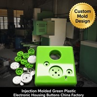 Contenitore in plastica verde stampato a iniezione OEM per dispositivi elettronici con manopole e pulsanti, prodotto su misura da fabbrica di origine