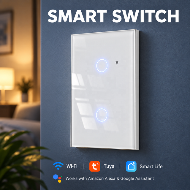 Tempered Glass Touch Panel Smart Home WiFi Smart Wall Switch No Neutral Wire Required Remote Control Intelligent Light Switch