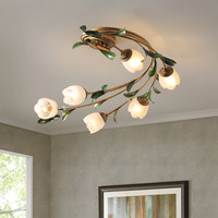 Plafonnier LED Rétro Style Ferme Américain, Luminaire Rond Dimmable et Protecteur des Yeux pour Salon, Chambre Parentale