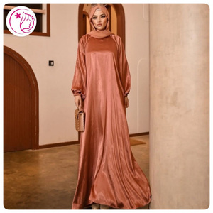 Abito da Preghiera Musulmano di Lusso con Maniche a Palloncino in Raso di Seta Malese Nero, Abaya Islamica di <span class=keywords><strong>Istanbul</strong></span>, Dubai 2023 - Product Image 3