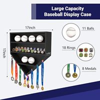 Support mural moderne en bois personnalisé pour la présentation de médailles de baseball, de pièces commémoratives et de badges
