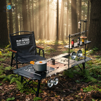Table pliante tactique IGT en alliage d'aluminium léger, de luxe abordable, avec plaques de jonction DIY, pour camping et thé