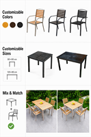 Table et chaises de patio en acier au carbone pour la terrasse de la maison de plage, les déjeuners et les repas en plein air
