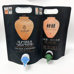 1L-5L Aluminum Packaging Bag <b>Leak</b>-proof Air Barrier Bag With Double Bottom Stand Up Pouch With Valve <b>For</b> Wine Beverage - Product Image 4