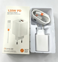 Cargador Rápido USB Tipo C de 120W con Enchufe Europeo, Cargador de Pared USB-C PD con Carga Rápida GaN, Cargador Rápido Tipo C para Teléfono Móvil, Adaptador de Viaje
