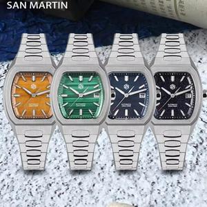 San Martin SN0145 39.5mm Men Dive <b>Watch</b> Tonneau Luxury Mineral Dial PT5000 SW200 Automatic <b>Mechanical</b> Sapphire Luminous <b>Watches</b> - Product Image 2