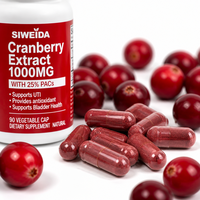 Capsules d'extrait de canneberge 1000mg PACs Proanthocyanidines Complément alimentaire naturel pour la santé digestive des adultes 90