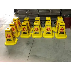 Cones de cautela quadrados amarelos de aviso de plástico